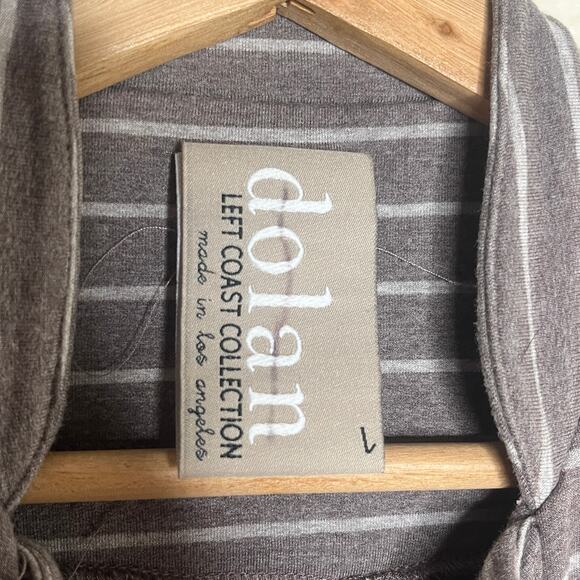 Dolan Women's Taupe Stripe Open Front Long Sleeve Jersey Blazer Size Large - Picture 3 of 7